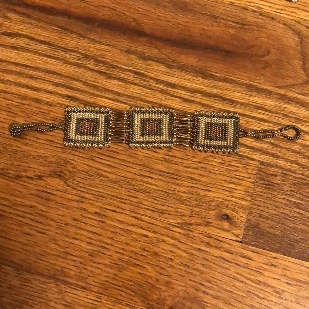 LAST CHANCE! Handmade brown/gold beaded bracelet